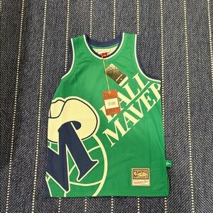 Mitchell & Ness Teal and Navy Kids Mavericks Jersey